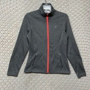 Spyder Jacket Sweater Women Sz M Gray Performance Knit Full Zip‎ Running